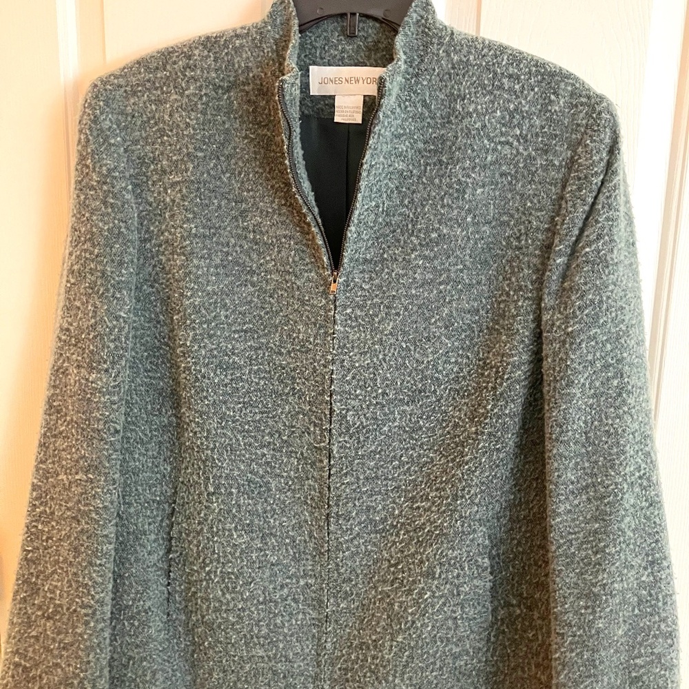 jacket, wool, Jones New York, green, women's size 14,